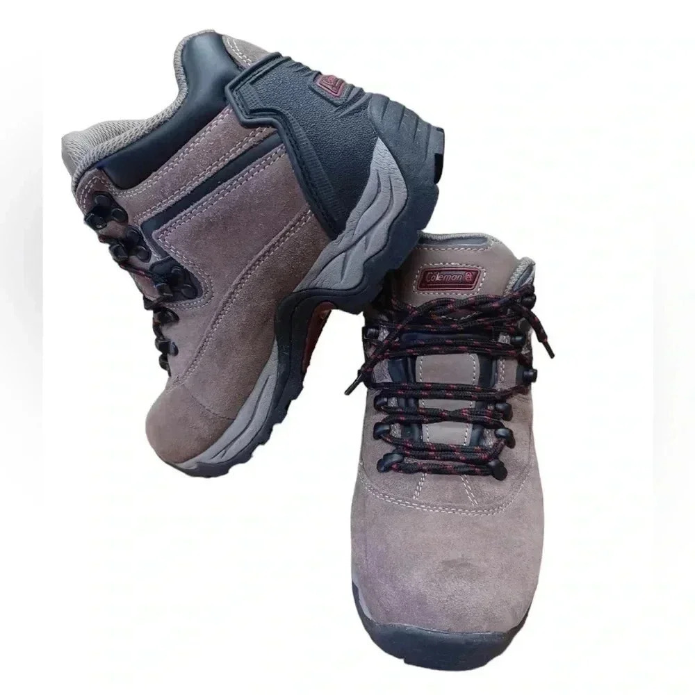 Coleman Tan Suede Lace Up Hiking Boots Size 6
